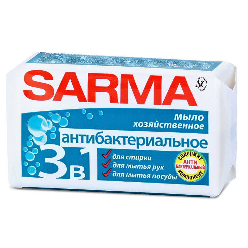 Мыло хозяйственное Сарма Антибактериальное 140гр