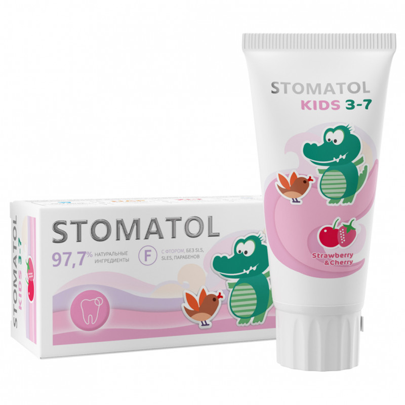 Зубная паста Stomatol Strawberry & cherry детская 50гр - в интернет-магазине tut-beauty.by