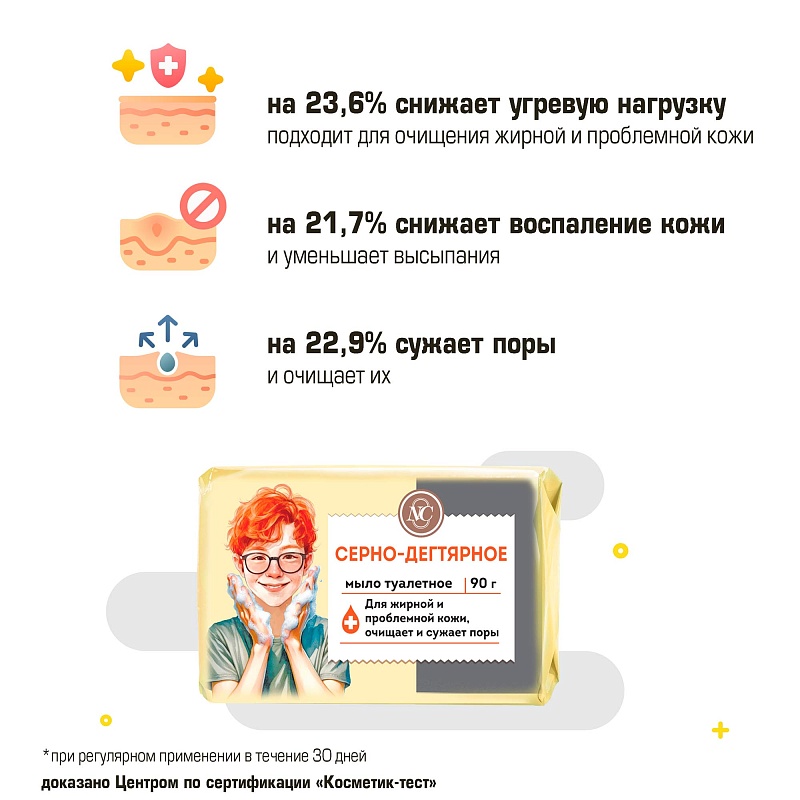 Мыло Невская Косметика серно-дегтярное 90г