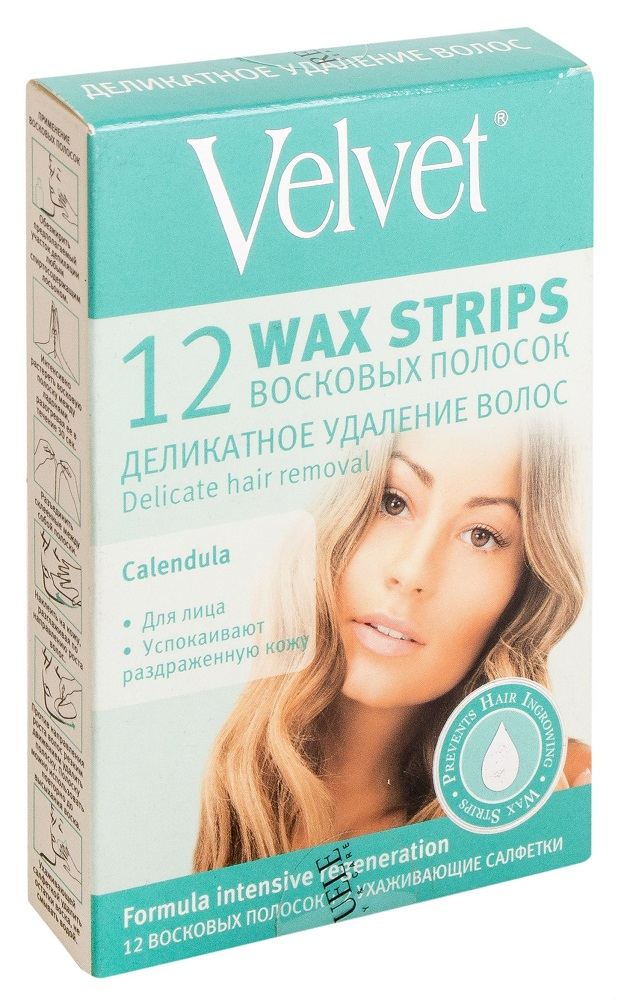 Восковые полоски Velvet деликатное удаление волос 12шт р