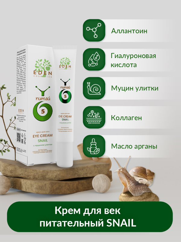 Крем для век Eden Snail с муцином улитки 20мл р - в интернет-магазине tut-beauty.by