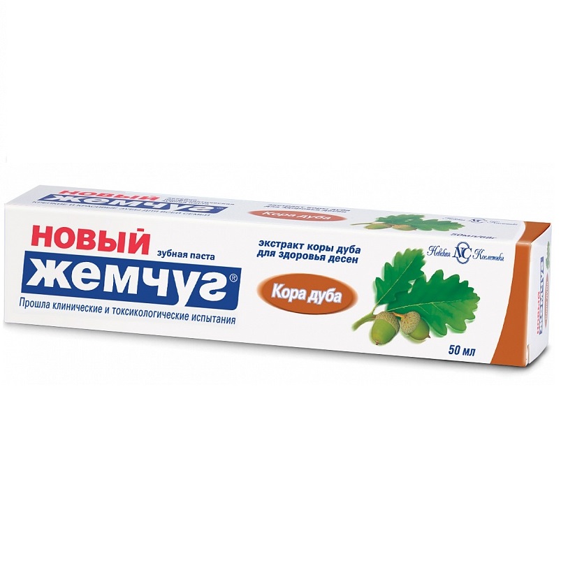 Зубная паста Новый Жемчуг кора дуба 50мл - купить в интернет-магазине tut-beauty.by.