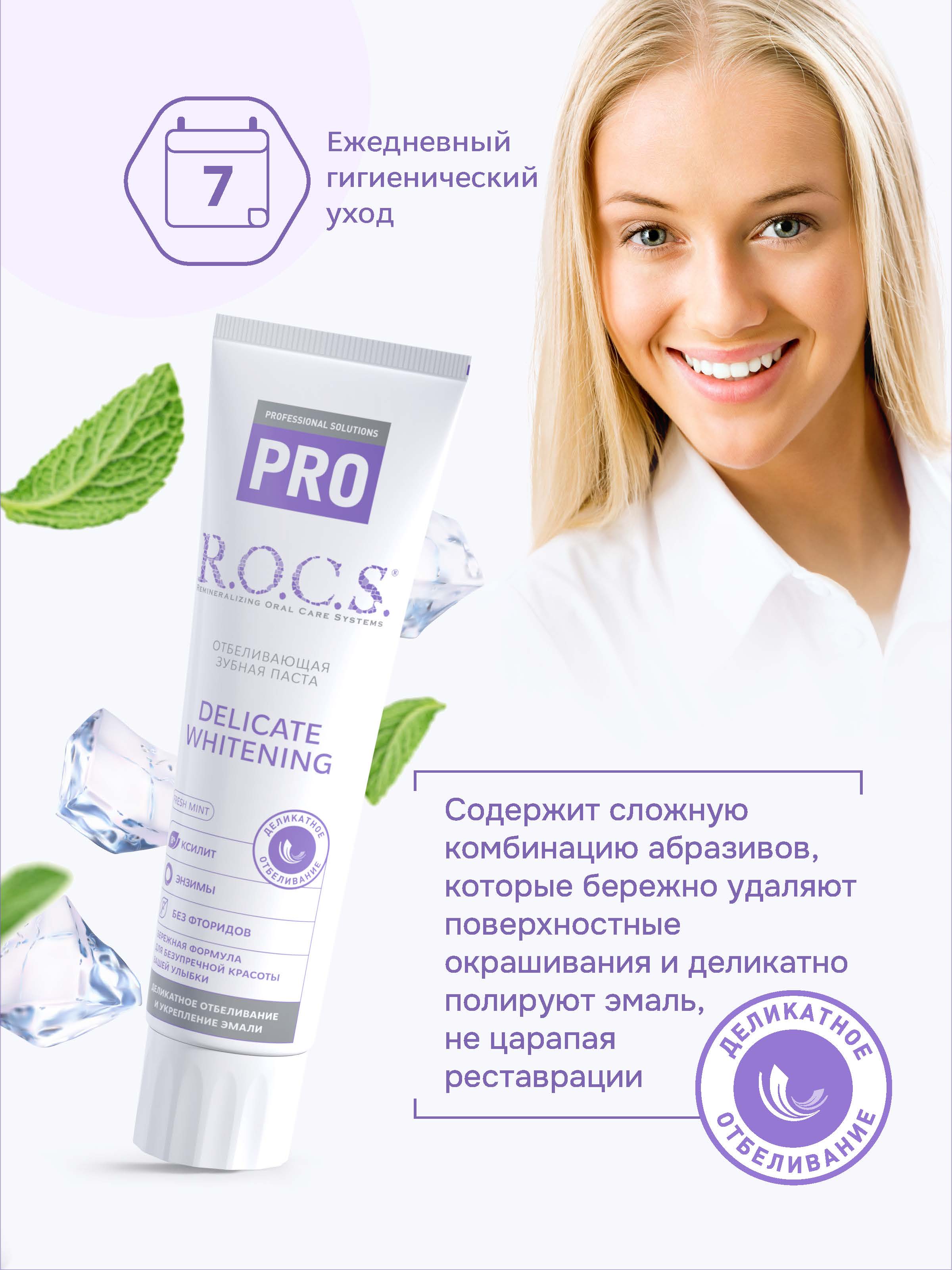 Зубная паста R.O.C.S. Pro Fresh Mint деликатное отбеливание 135г