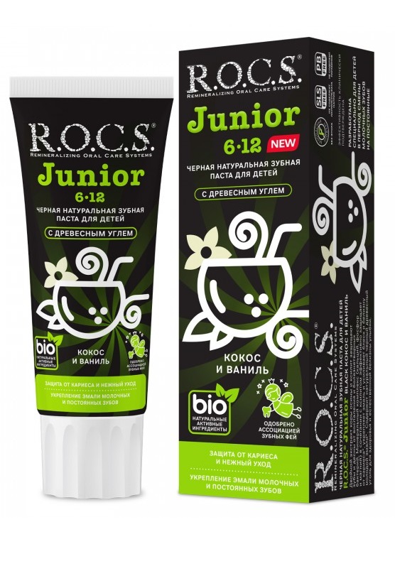 Зубная паста R.O.C.S. Junior 6-12 лет кокос и ваниль 74г