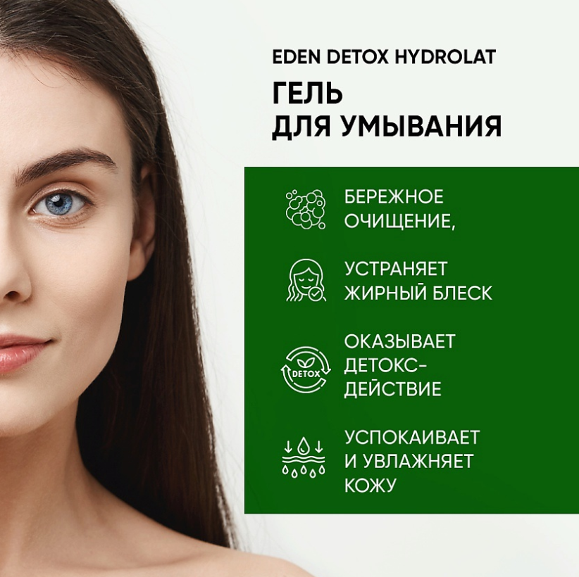 Гель для умывания EDEN DETOX Hydrolat 200мл - в интернет-магазине tut-beauty.by