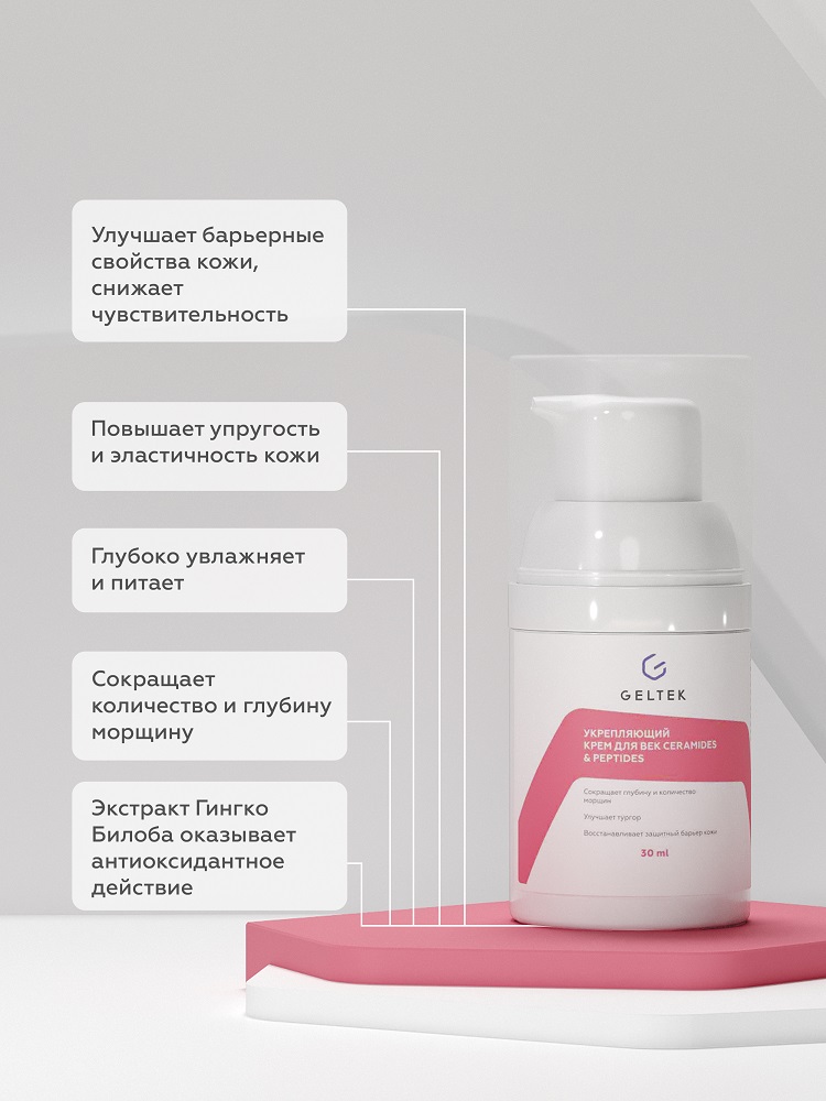Крем для век Geltek Ceramides & Peptides укрепляющий 30мл - в интернет-магазине косметики tut-beauty.by