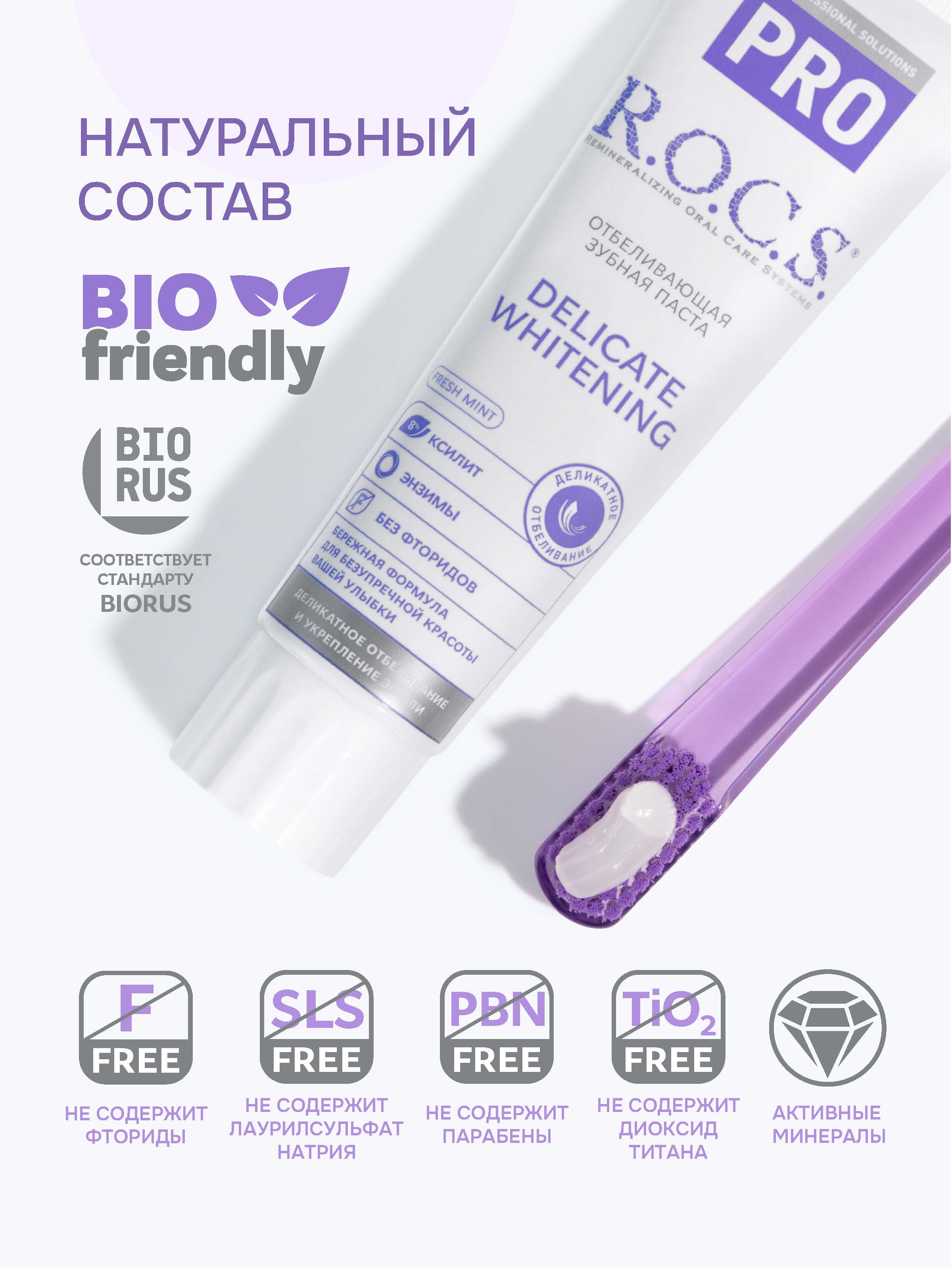 Зубная паста R.O.C.S. Pro Fresh Mint деликатное отбеливание 135г