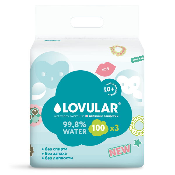 Салфетки Lovular Sweet Kiss влажные 3х100шт - в интернет-магазине tut-beauty.by