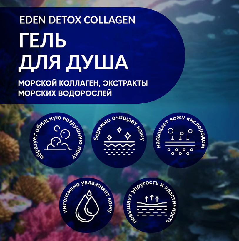 Гель для душа Eden Detox Collagen 350мл