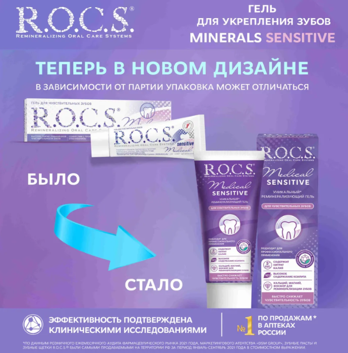 Гель для зубов R.O.C.S. Medical Sensitive для чувствительных зубов 45г